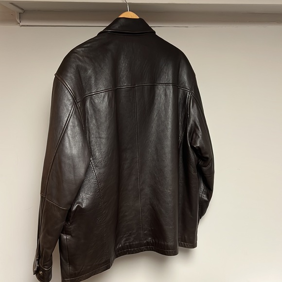 Men’s Brown Leather Jacket with removable Liner - Picture 12 of 12